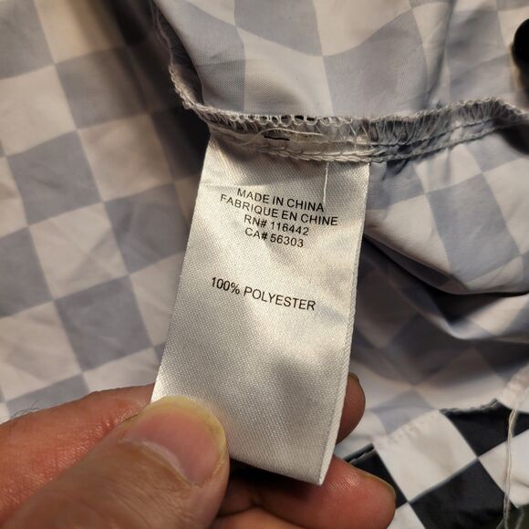 Empyre Black White Checkered Pullover Windbreaker Lightweight Jacket Men XL VGC - Picture 9 of 9